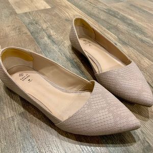Call It Spring Pink Pointed Snake Skin Flats